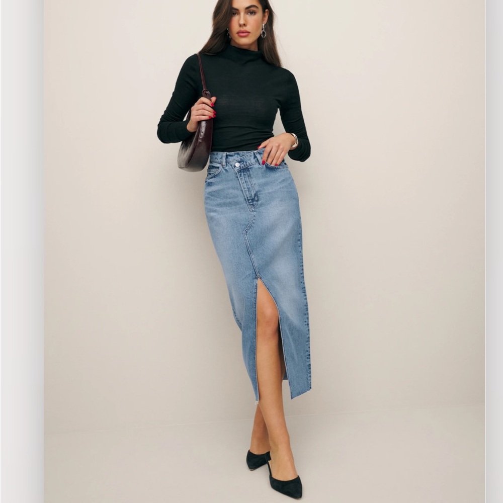 Reformation Nila Long Denim Skirt Size 25 NWT